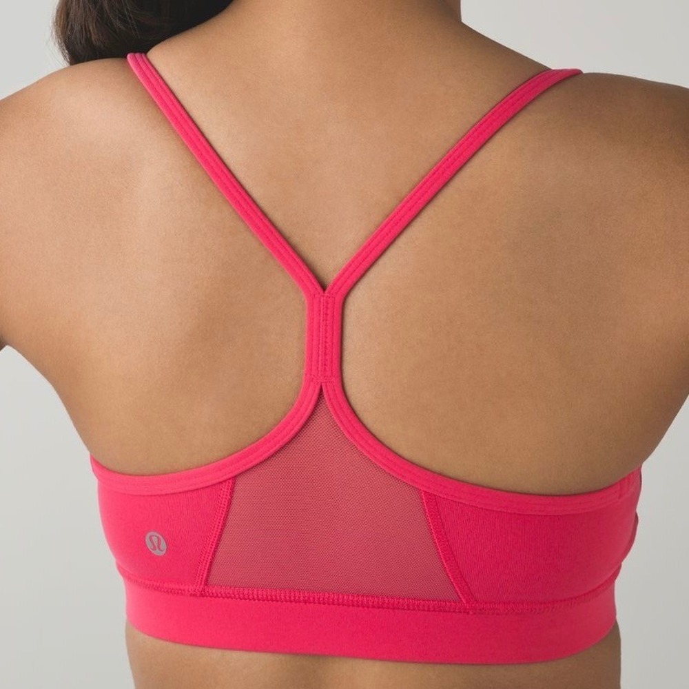 Lululemon Flow Y Bra Pink Racerback Mesh Panel Sports Bra Size 6